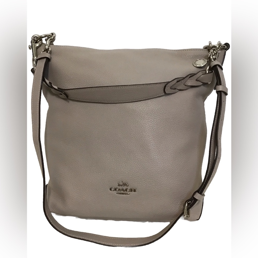 Authentic Coach Abby Duffle Taupe Pebbled Leather Convertible Shoulder Bag